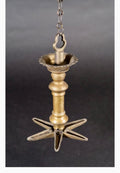 Rare Antique Judaica Hanging Bronze Jewish Synagogue or Temple Oil Lamp w Chain