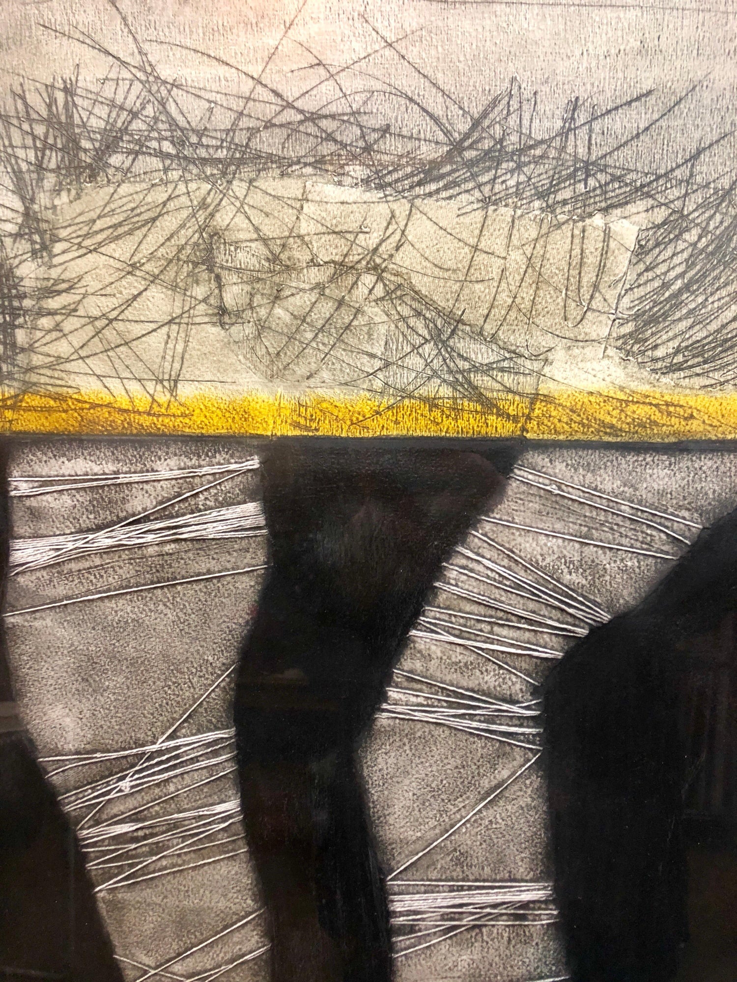 Cuban Art Abstract Oil Painting Latin American 1970's Abstraction String Series