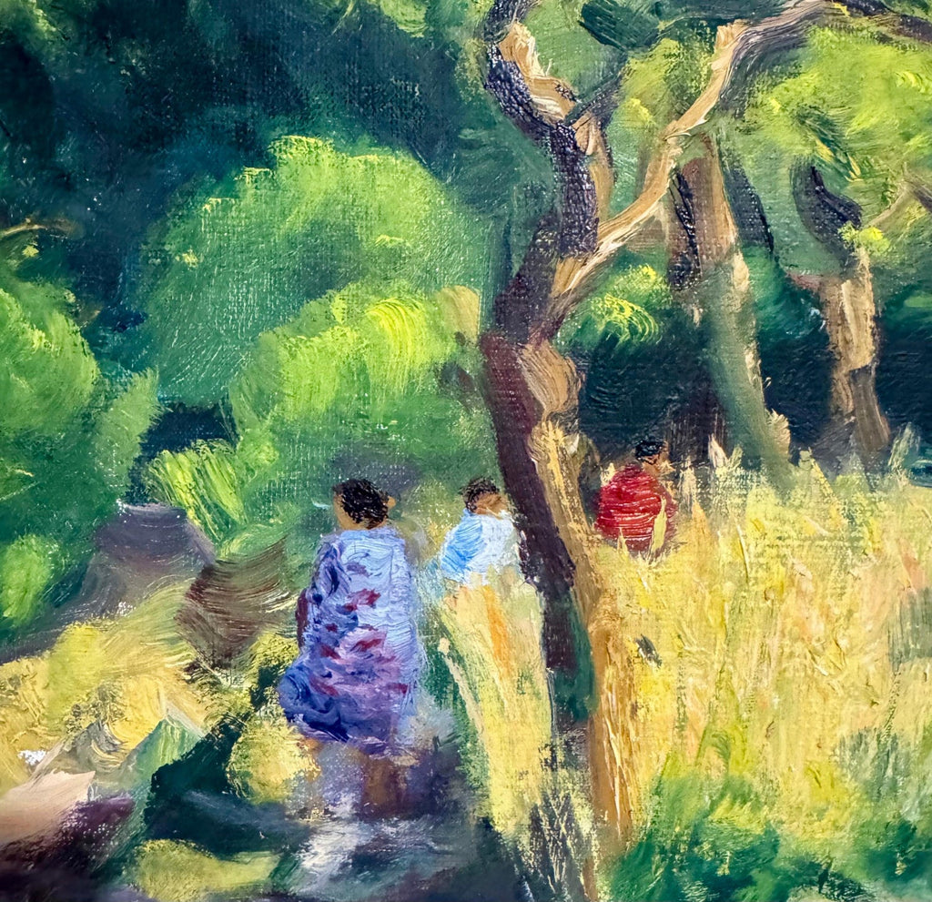 French Post Impressionist Oil Painting Bucolic Wooded Country Lane Gaston Sebire