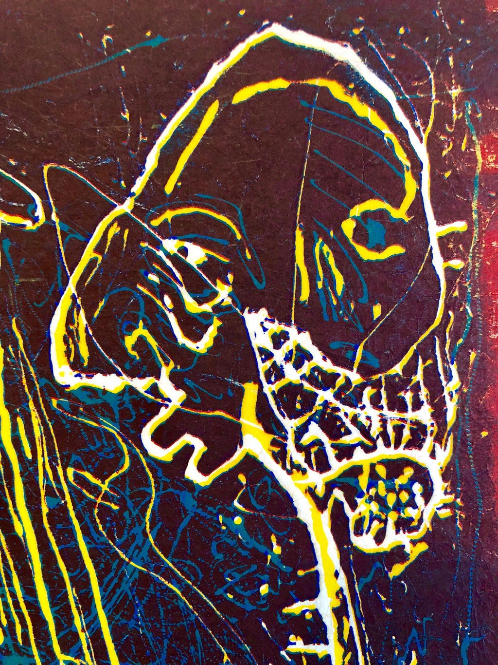 Large Abstract Expressionist Figure Handmade Paper Etching Silkscreen Print