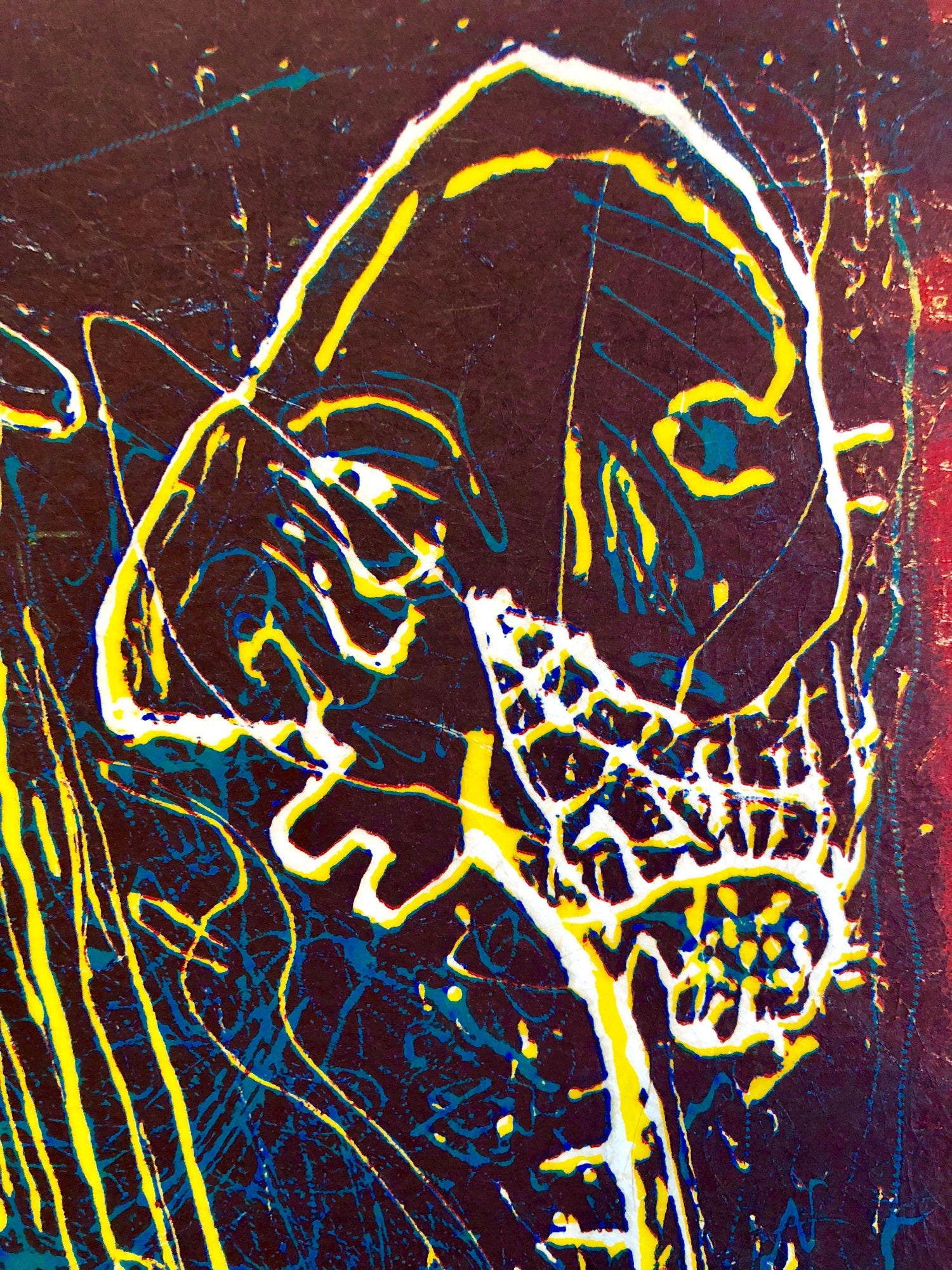 Large Abstract Expressionist Figure Handmade Paper Etching Silkscreen Print