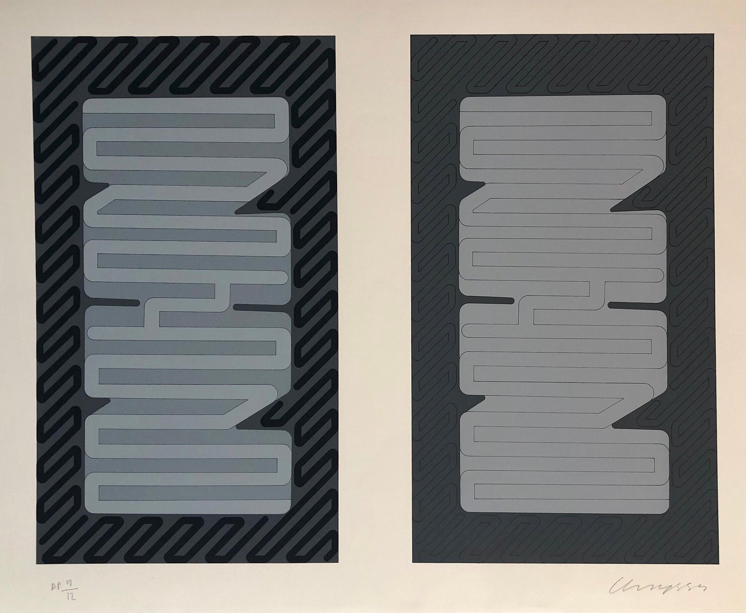 1969-71 Abstract Minimalist Color Silkscreen Print Charles Hinman On The Bowery