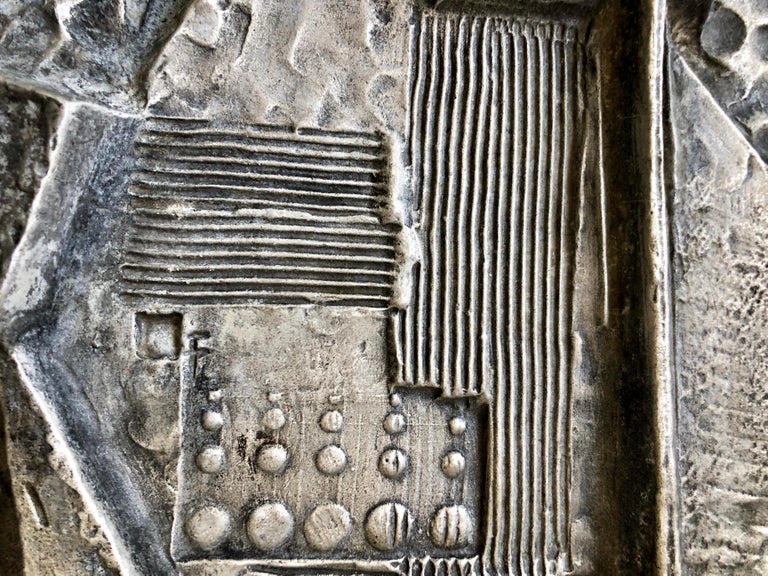 Mexican Modernist Master Silvered Cast Abstract Sculpture Relief Gunther Gerzso