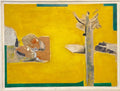 1970 Mod Surrealist Painting Collage David Hare Abstract Landscape Summer Land