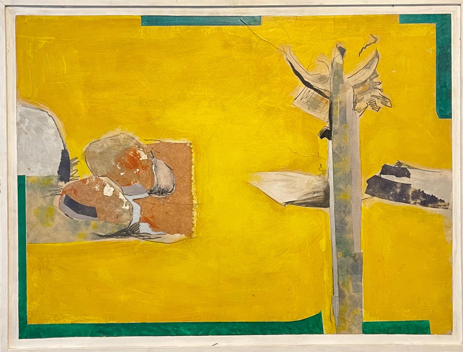 1970 Mod Surrealist Painting Collage David Hare Abstract Landscape Summer Land