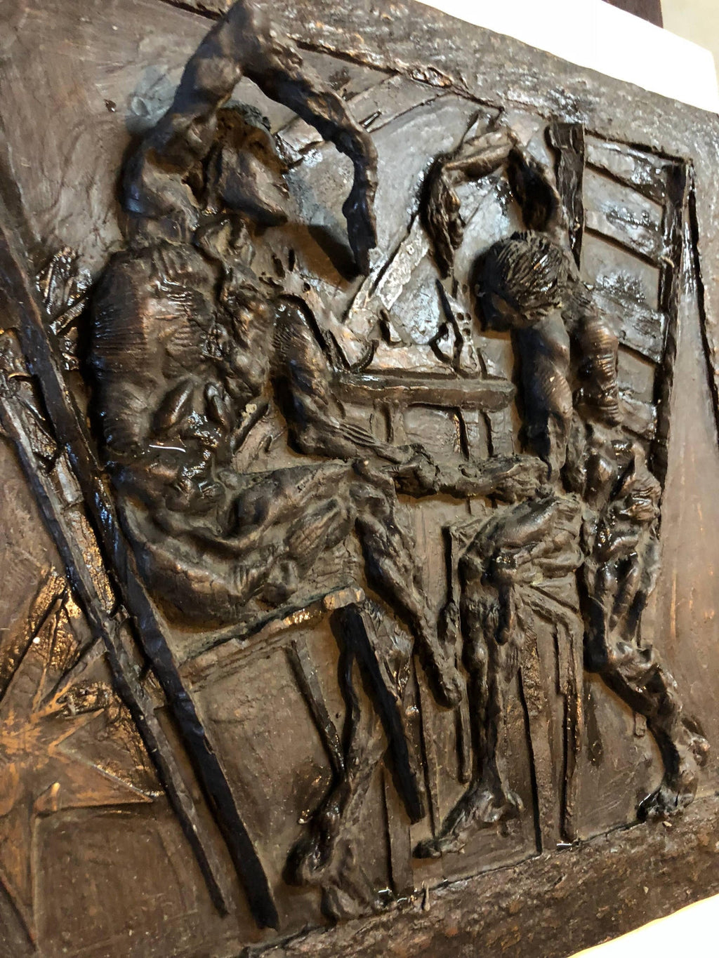 Large Bronze Bas Relief Danse Macabre Expressionist Sculpture Totentantz