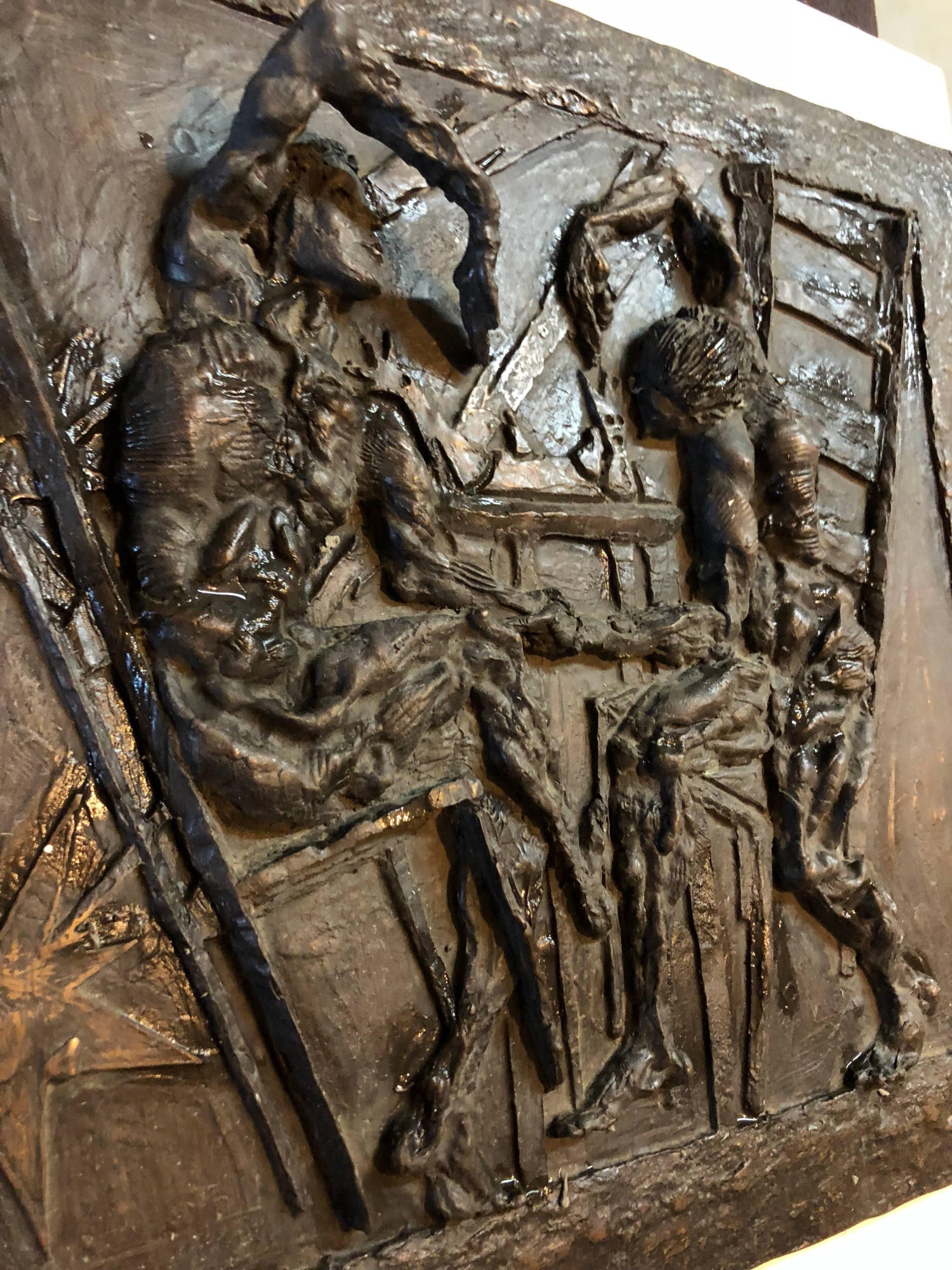 Large Bronze Bas Relief Danse Macabre Expressionist Sculpture Totentantz