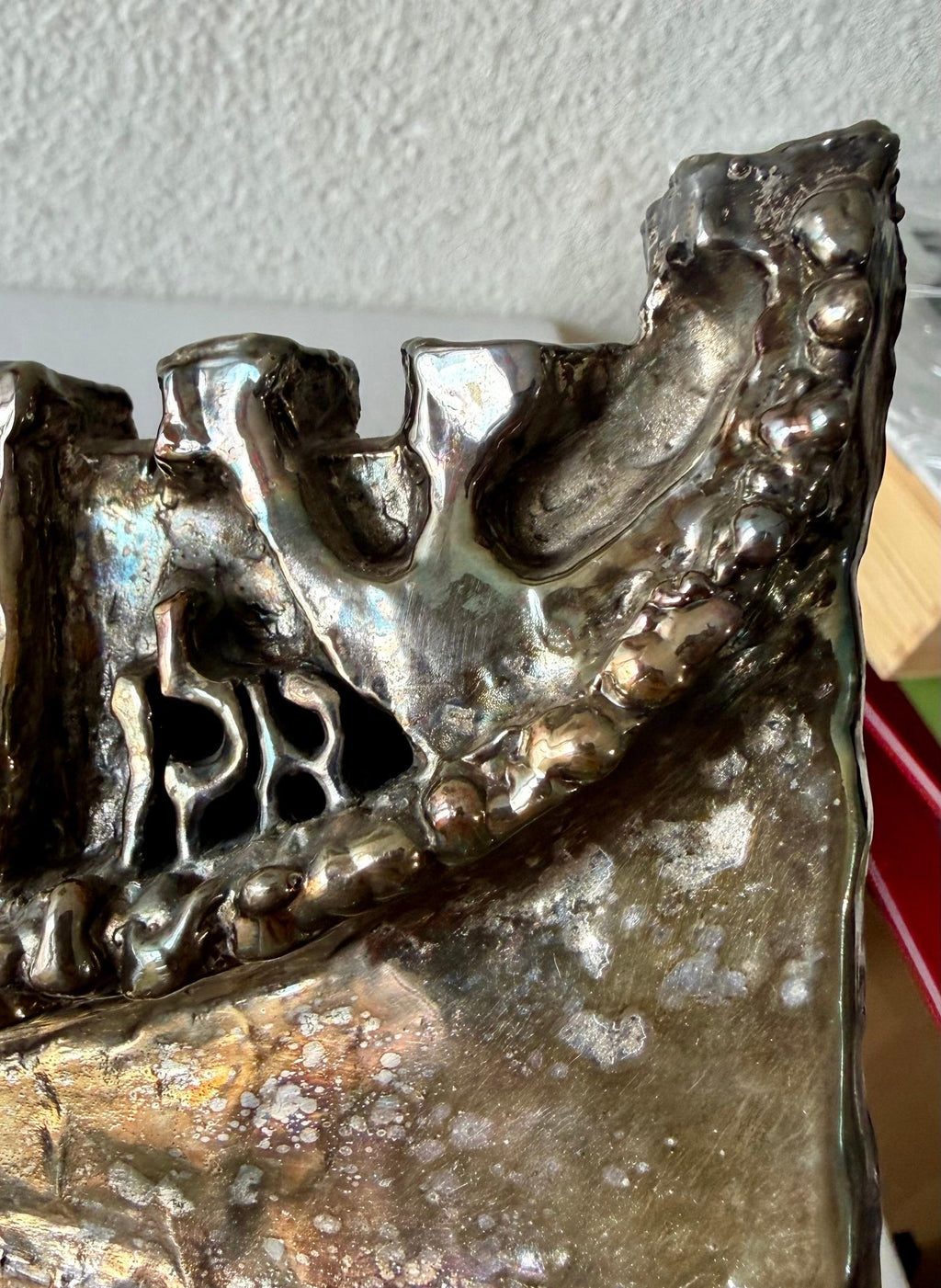 Artist Designed Signed Judaica Israeli Menorah Candelabra Sculpture Silver Plate