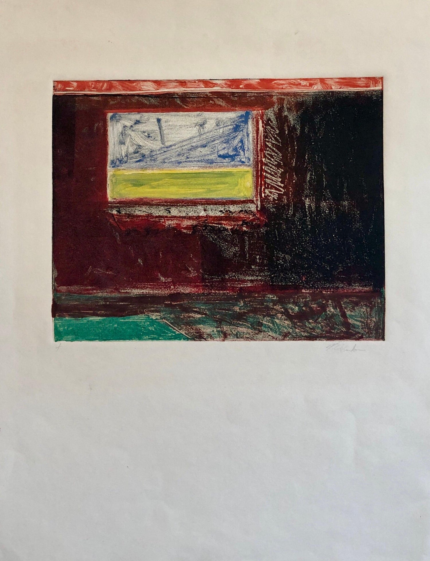 Caribbean Abstract Pattern & Decoration Monoprint Monotype Painting Print Obando