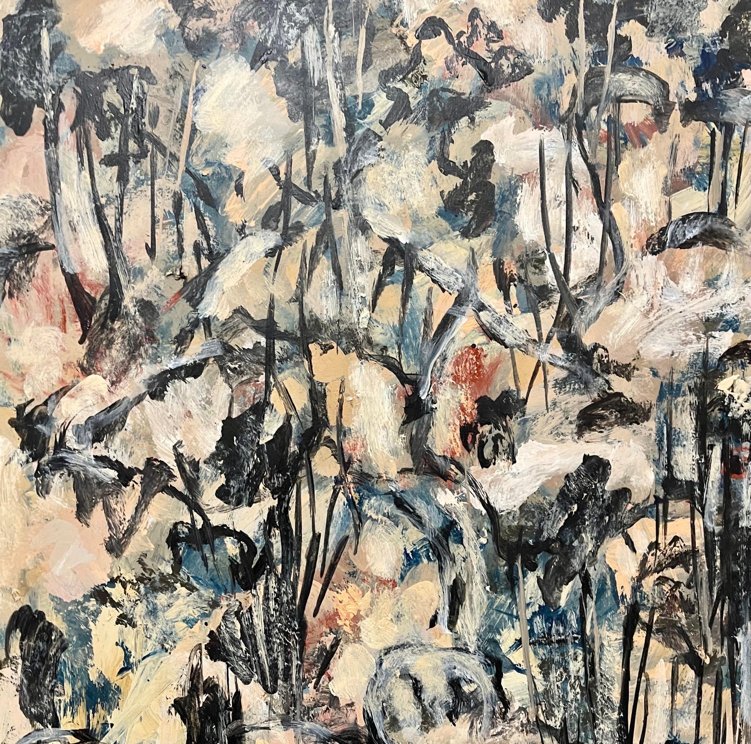 Australian American D. Rankin Abstract Expressionist Oil Painting Rocky Hillside