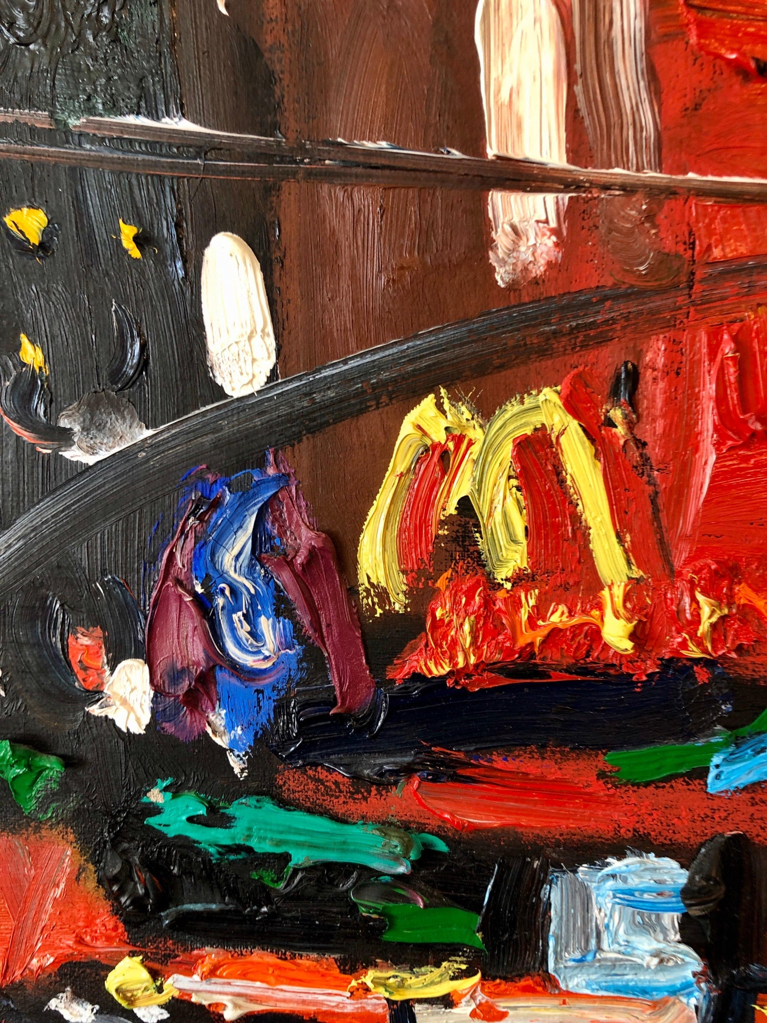 Vibrant New York City Times Square, Figural Abstract Expressionist Oil Painting