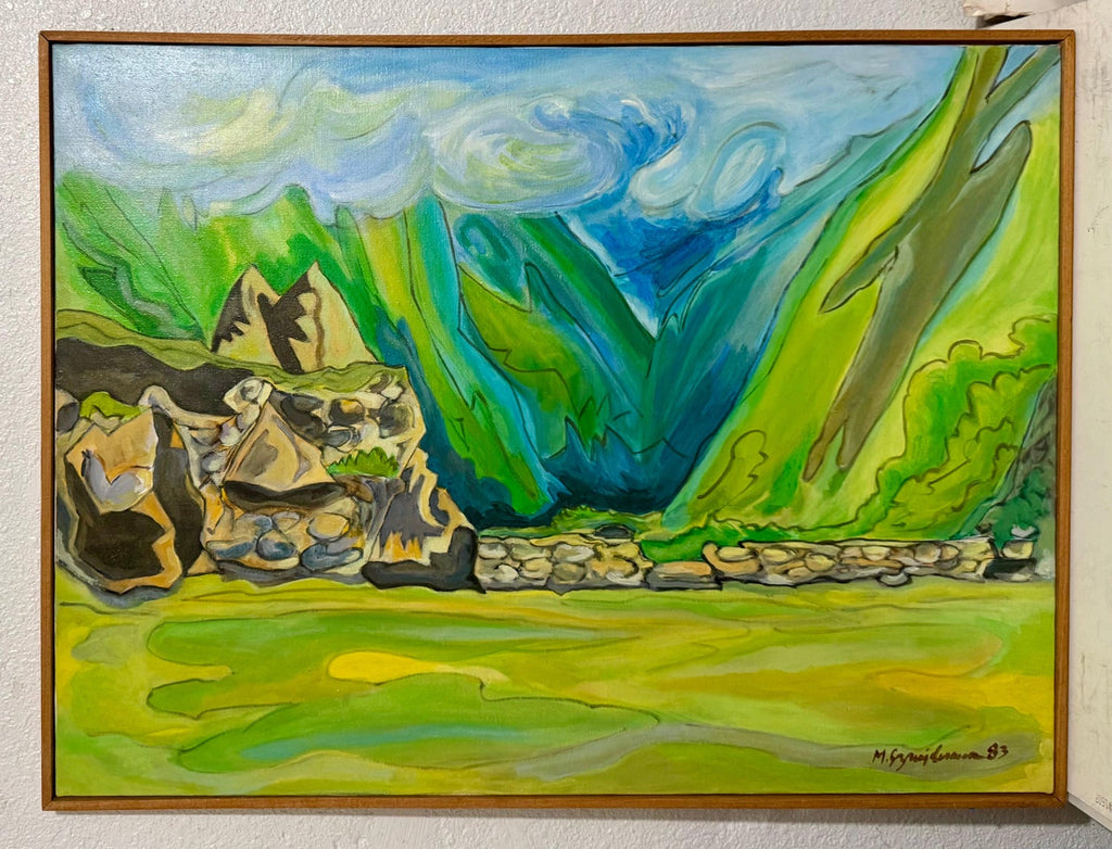 Large Venezuelan Modernist Abstract Oil Painting Machu Picchu Marius Sznajderman