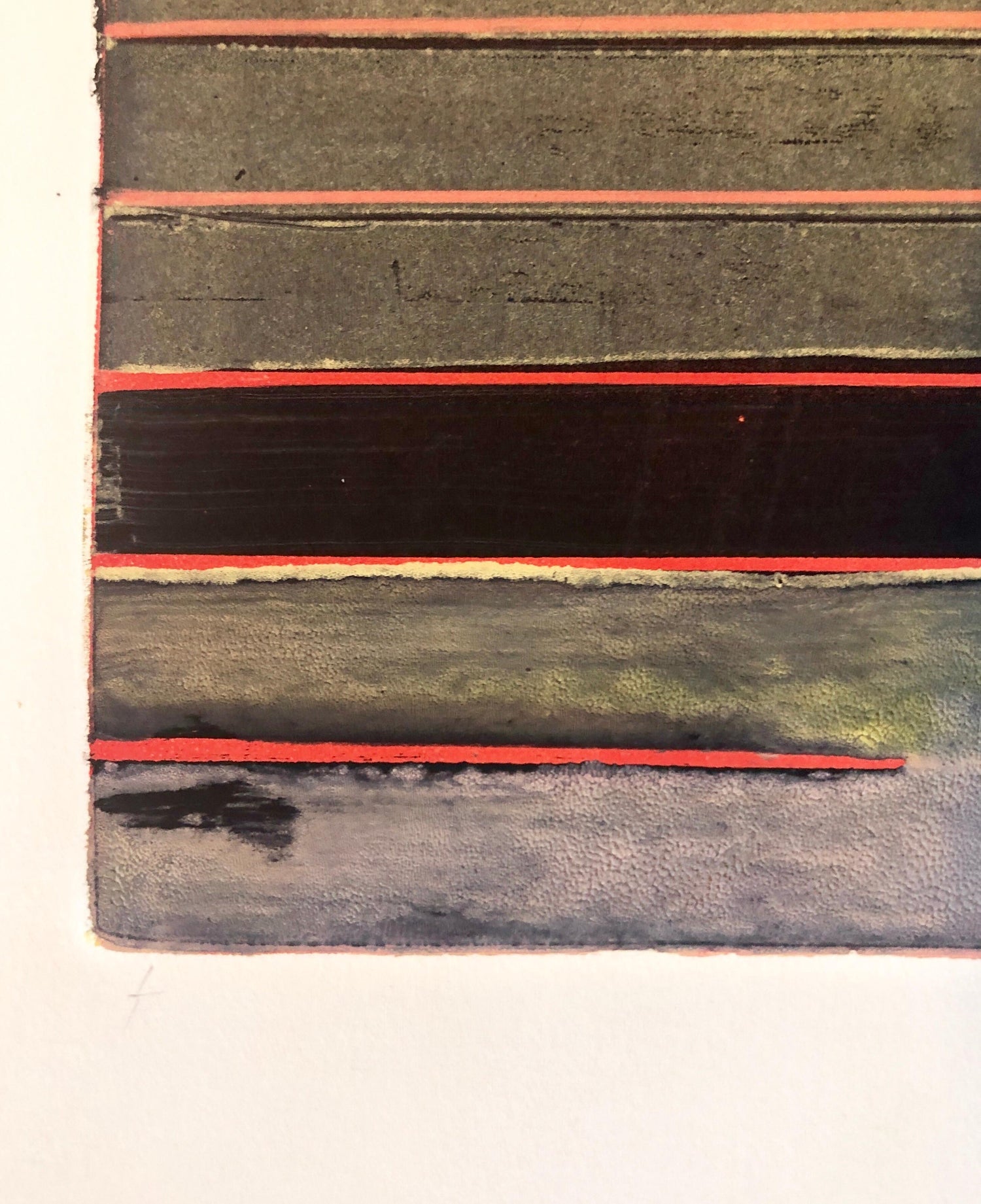 Abstract Expressionist Modernist Coral Grey Monoprint Monotype Painting Print