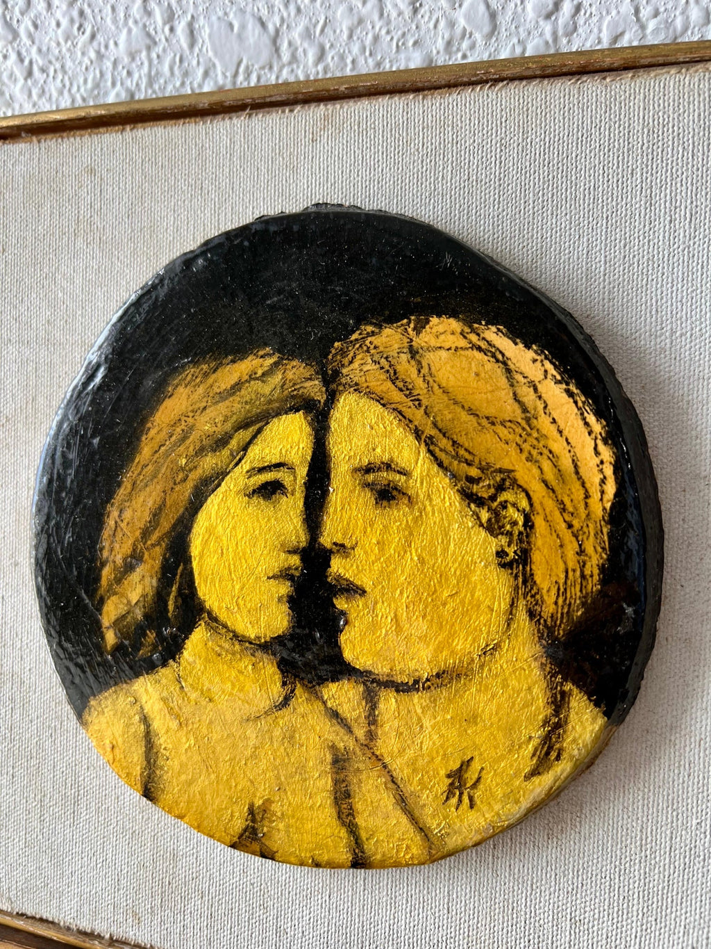 Glazed Ceramic Sculpture Plaque WPA Artist NYC Frank Kleinholz Couple of Lovers