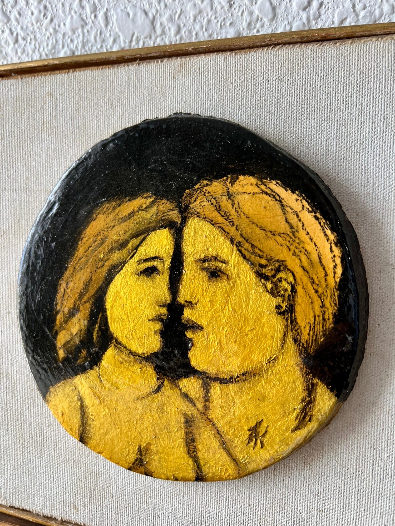 Glazed Ceramic Sculpture Plaque WPA Artist NYC Frank Kleinholz Couple of Lovers