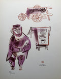 Jewish Shtetl Machers Americana Judaica Lithograph WPA Yiddish Social Realist