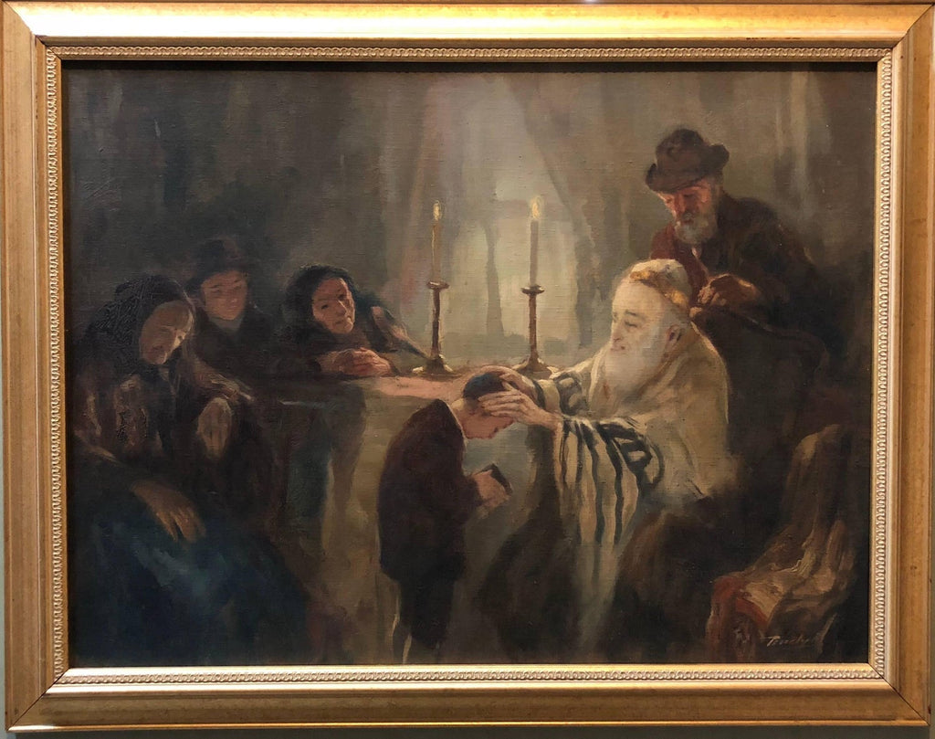 Romanian Israeli Judaica Oil Painting Blowing Shofar Western Wall Jerusalem