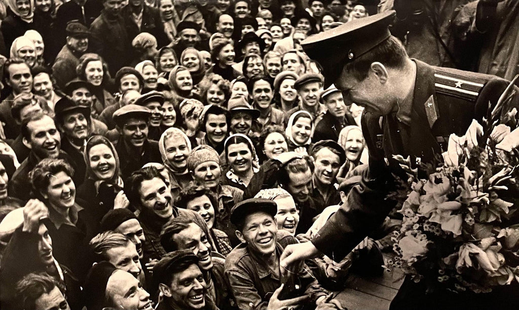 Large Silver Gelatin Photograph Russian USSR Soviet Parade Yuri Gagarin Photo