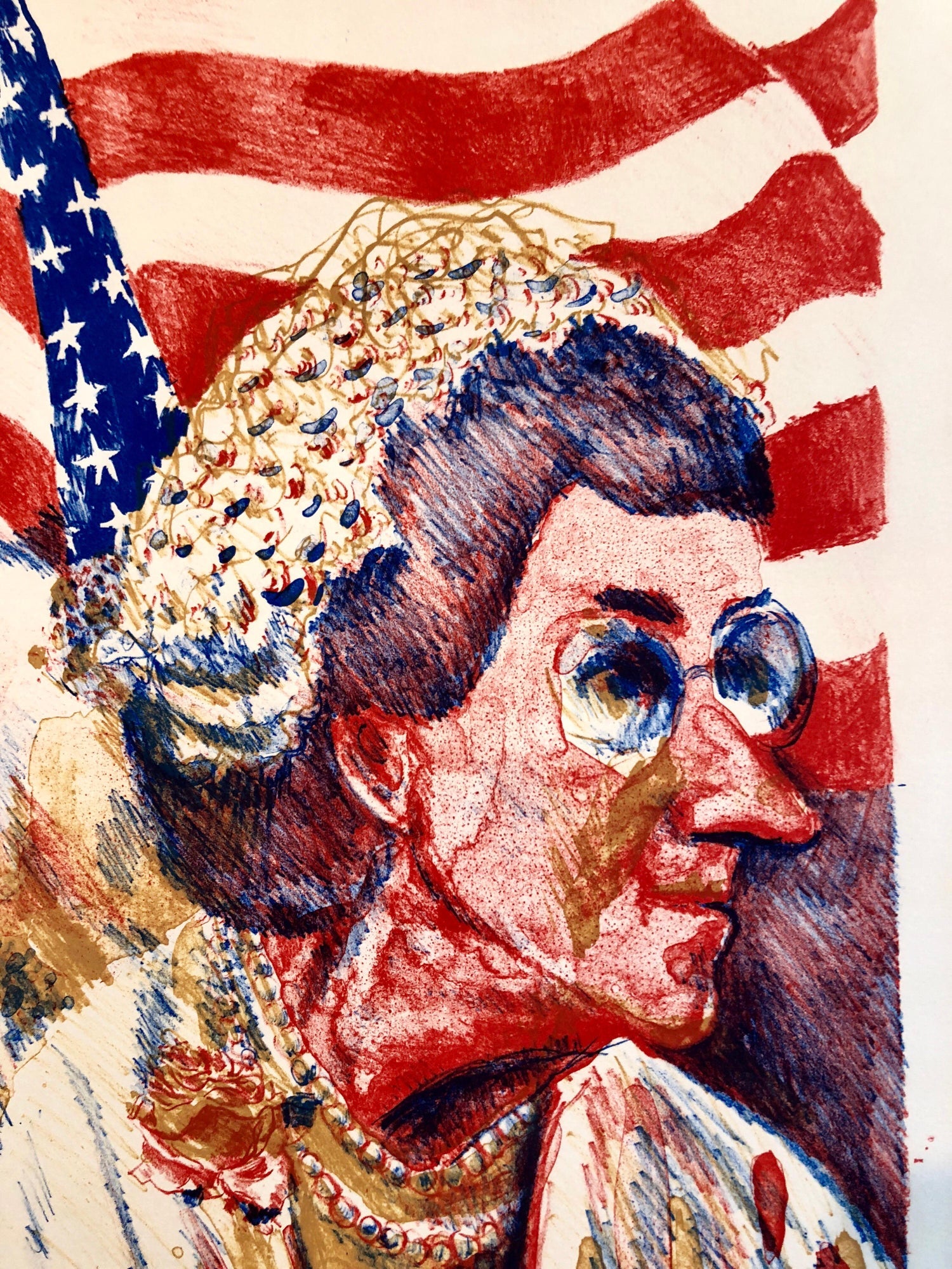 Ohio Art Modern Americana Patriotic Lithograph American Flag Attentive Patriots