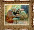 Richard Zolan Impressionist Oil Painting Judaica Sephardic Rabbi Playing Chess