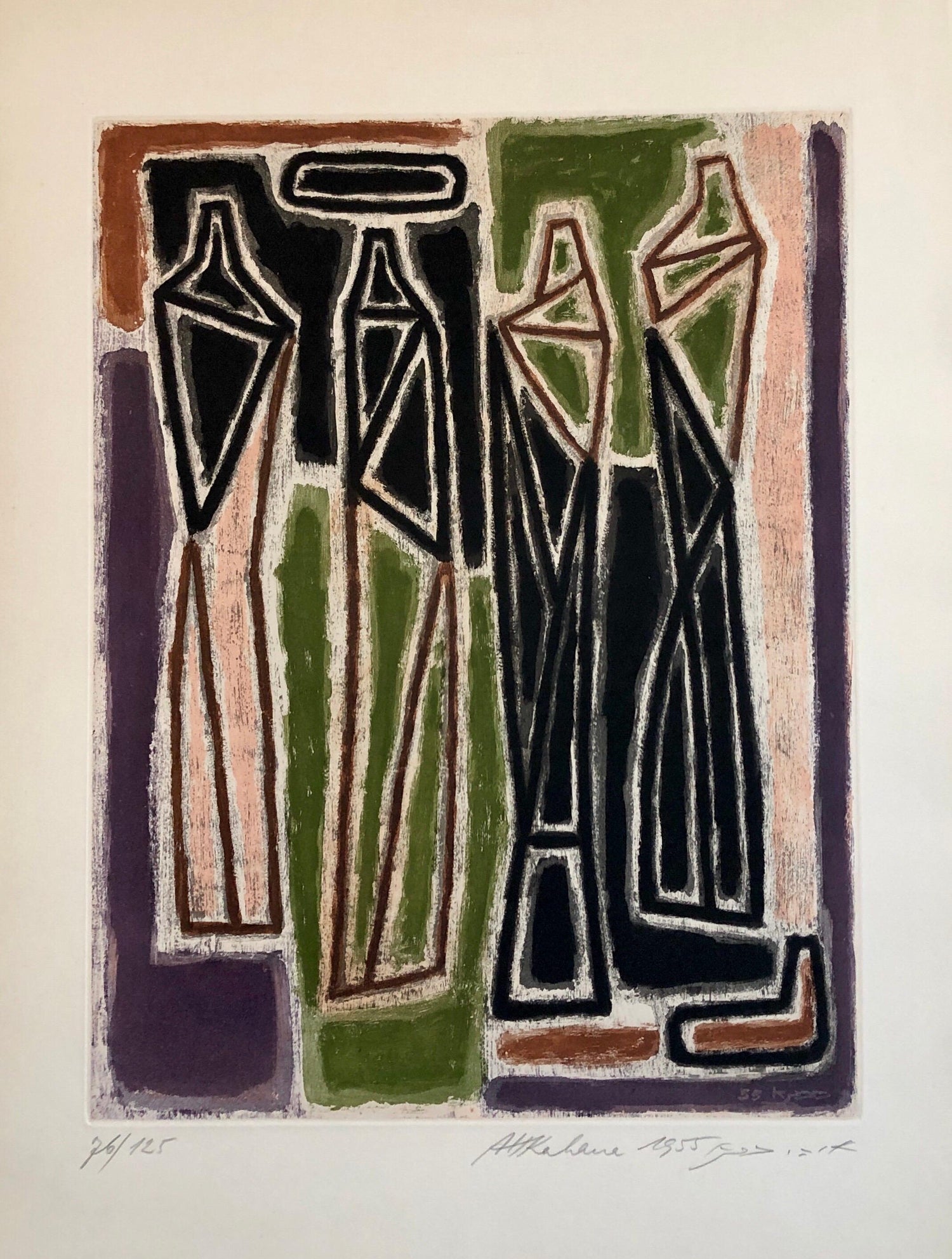 Rare Israeli Surrealist Judaica Abstract Lithograph Naftali Bezem