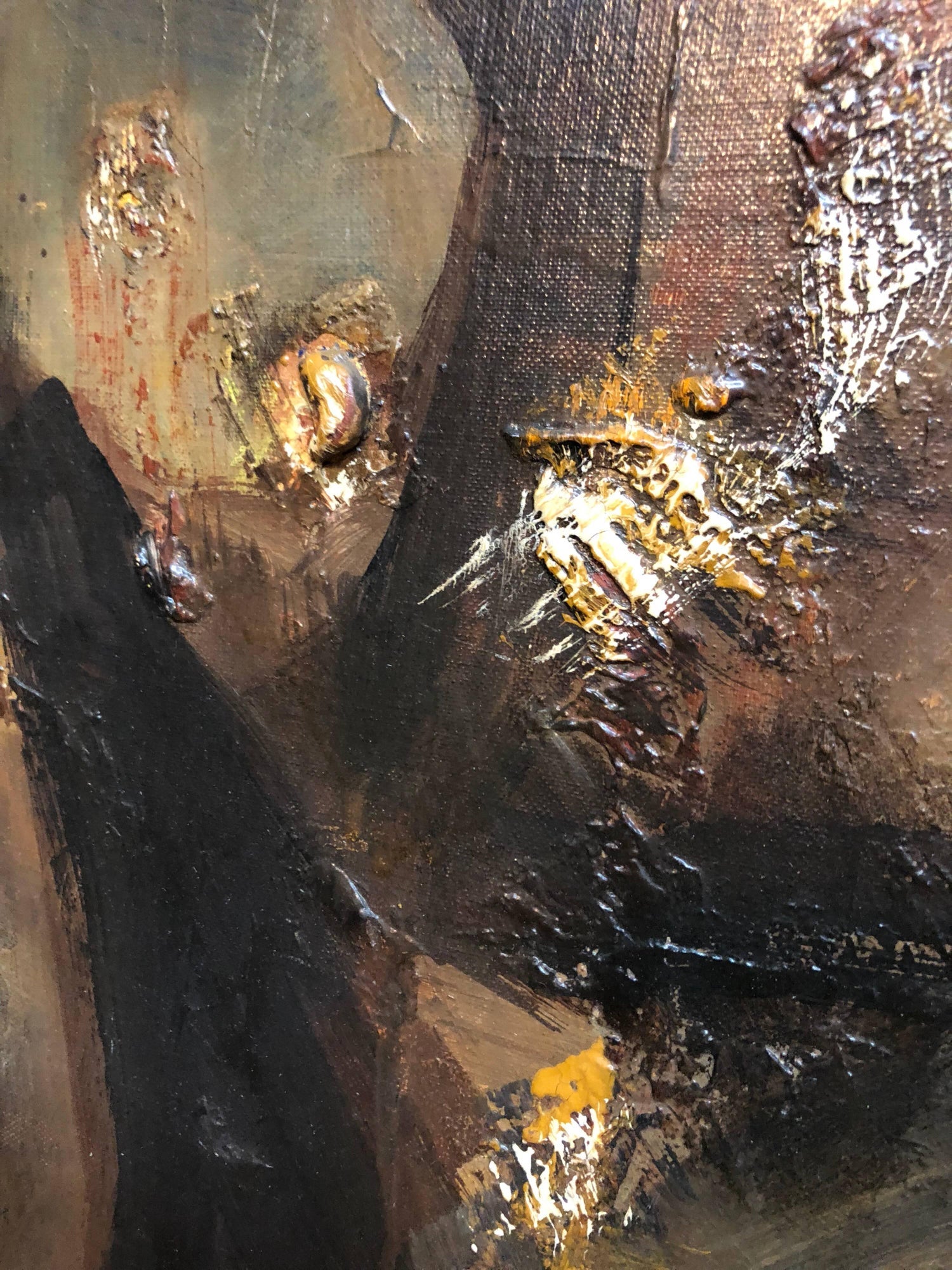 French Gestural Abstract Expressionist Textured Oil Painting