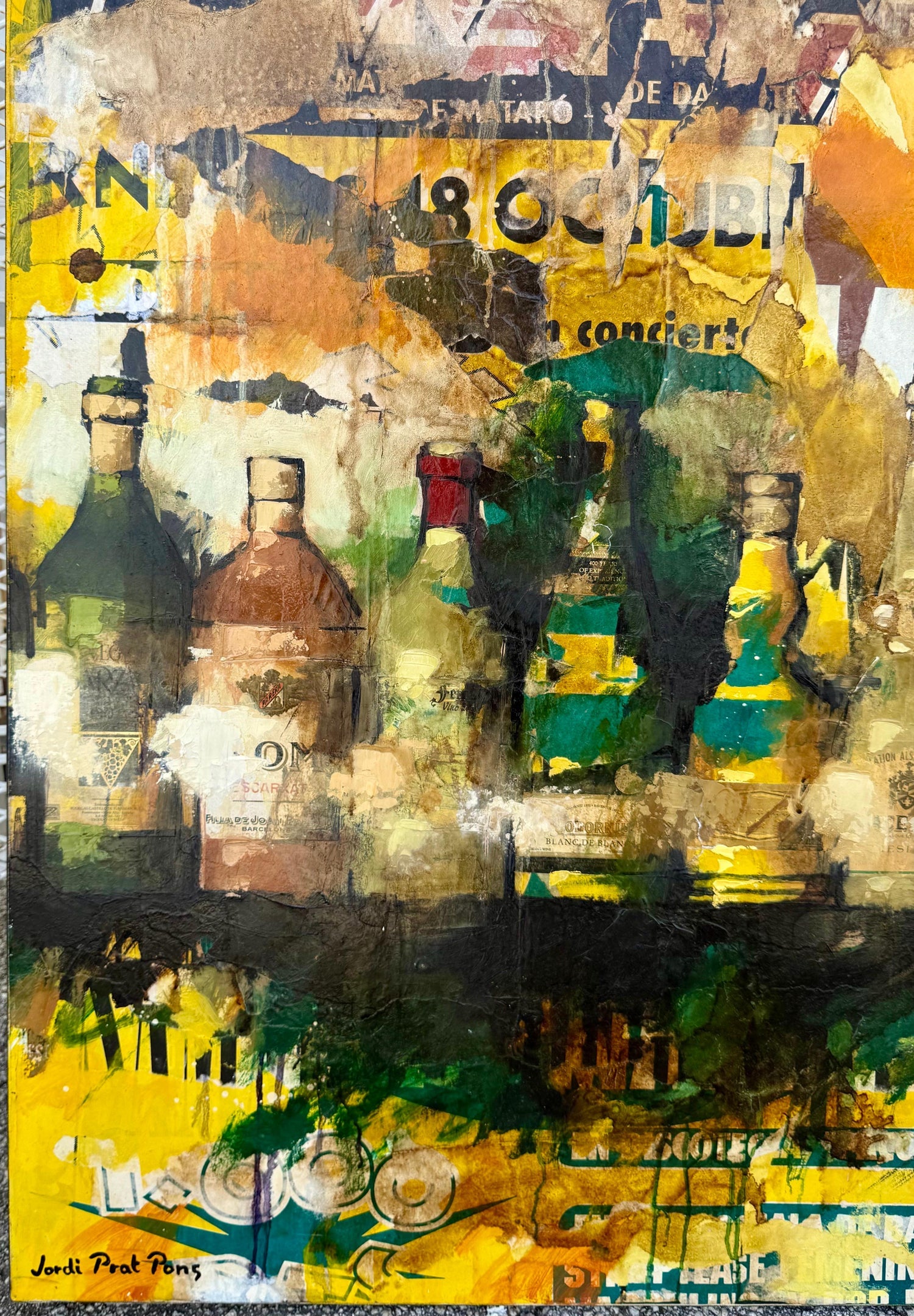 Large Spanish Pop Art Catalan Mixed Media Collage Painting Jordi Prat Pons