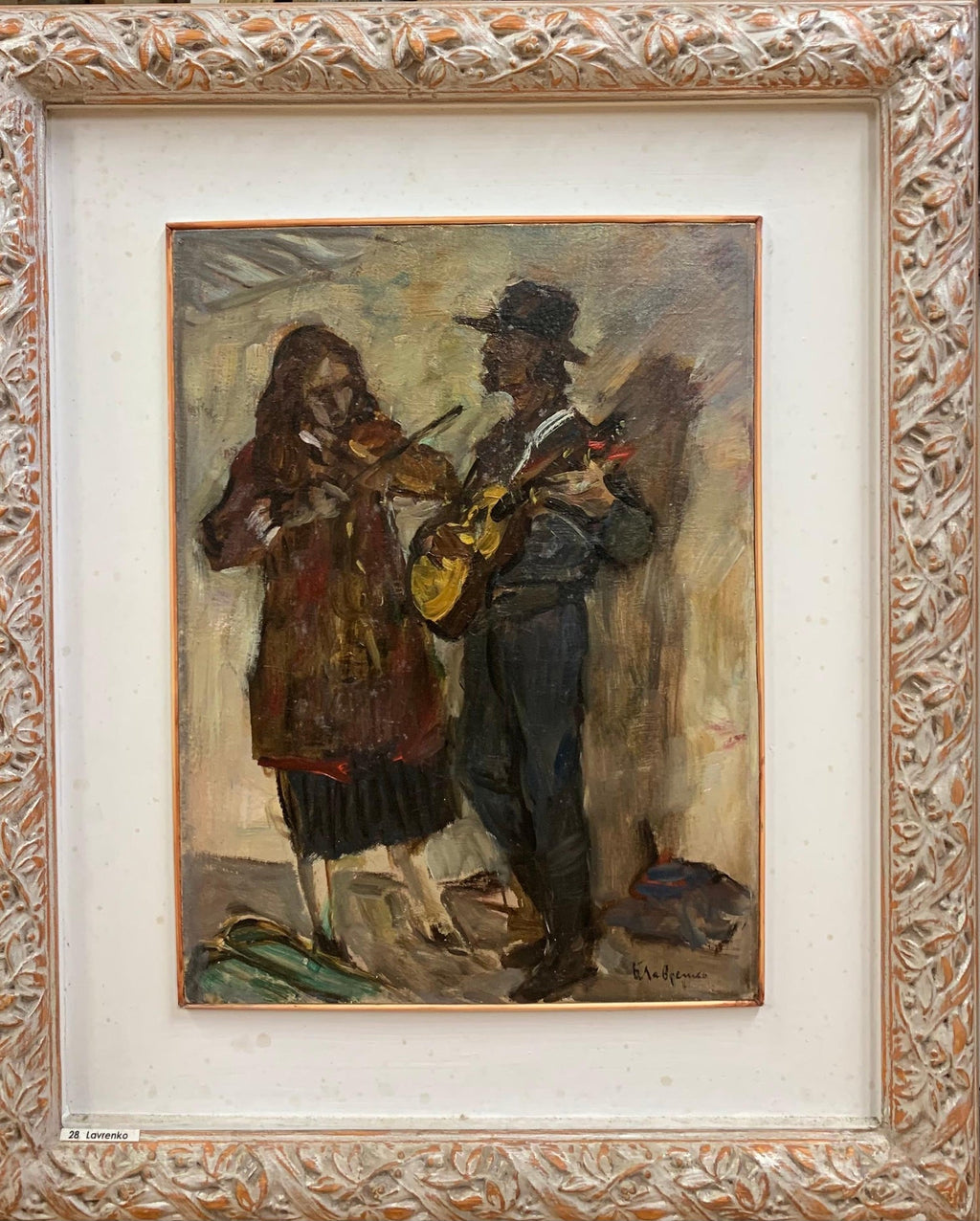 Jewish Klezmer Musicians, Israeli Judaica Impasto Palette Knife Oil Painting