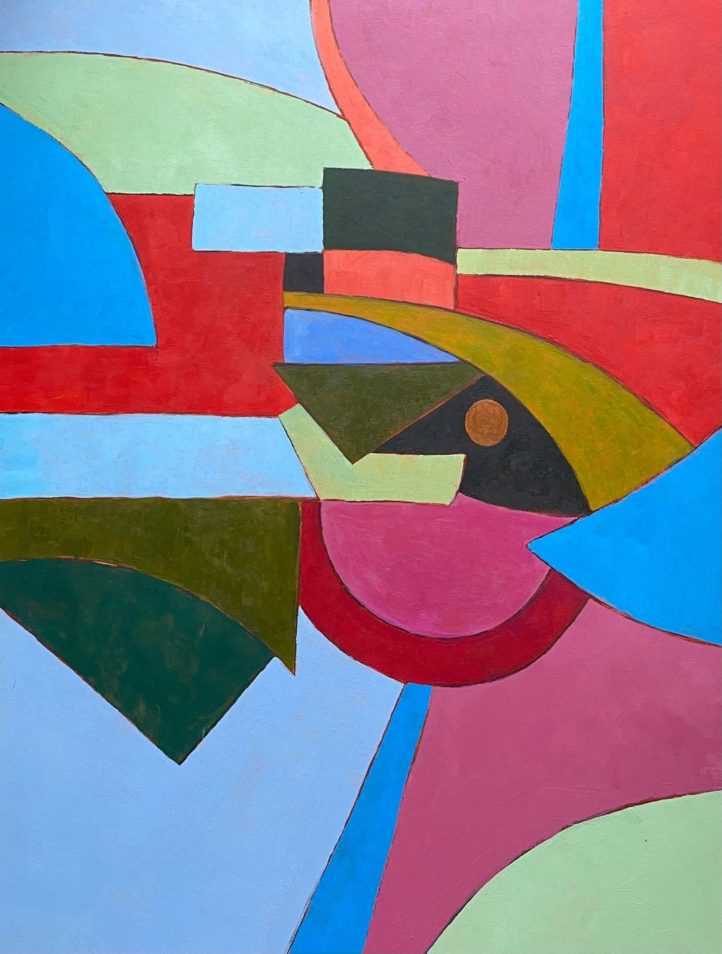 Richard Hennessy 1974 Colorful Vibrant Abstract Geometric Painting Modernist Art