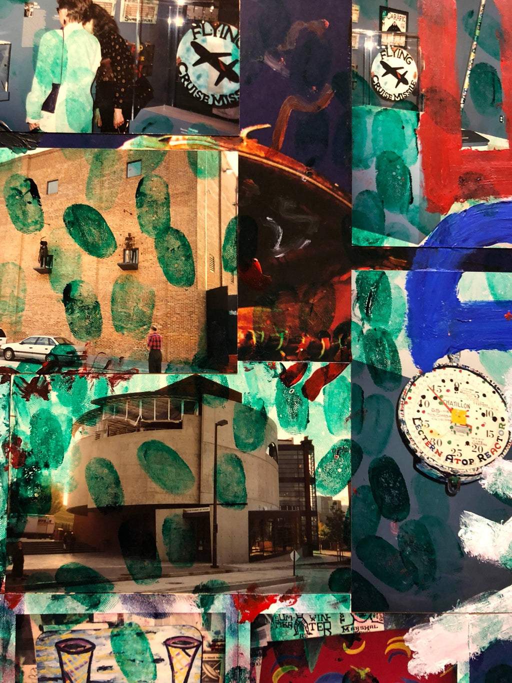 Mixed Media Outsider Visionary Art Polaroid Photo Collage Painting 2 sided