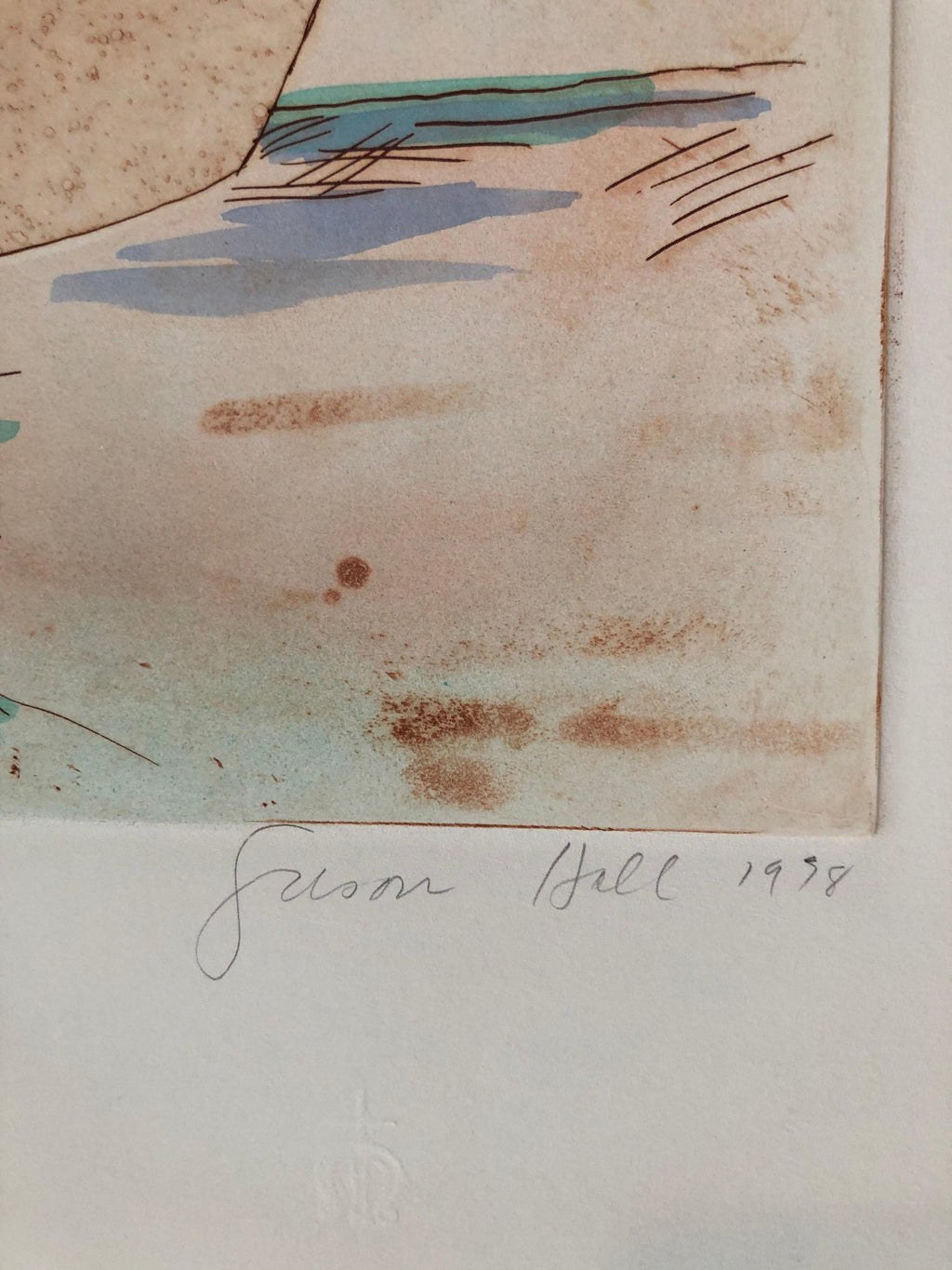 Mystic Cafe, Pyramids Signed Aquatint Etching California Woman Artist Susan Hall