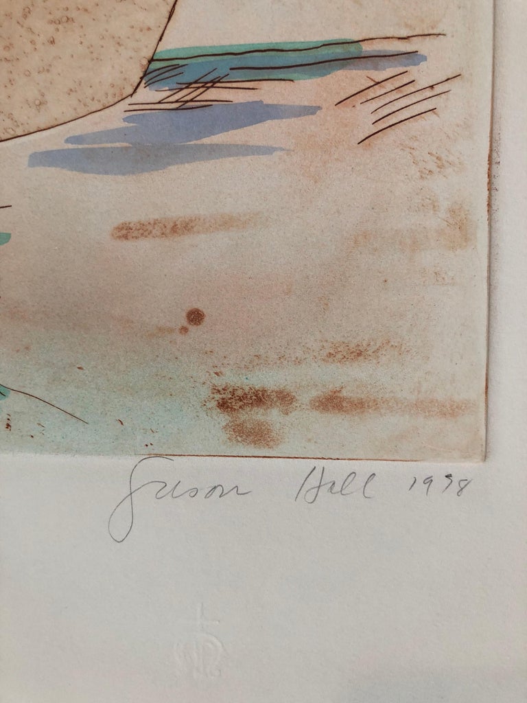 Mystic Cafe, Pyramids Signed Aquatint Etching California Woman Artist Susan Hall