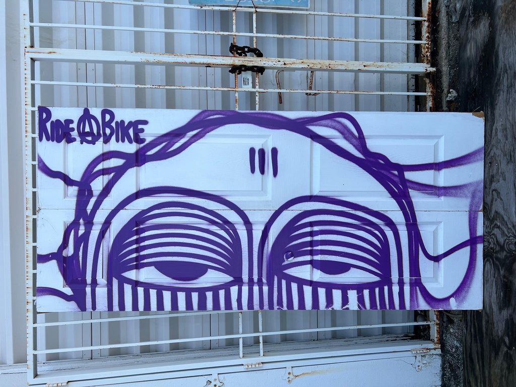 Miami Graffiti Legend Ahol Sniffs Glue Large Spray Painting on Doors Sculpture