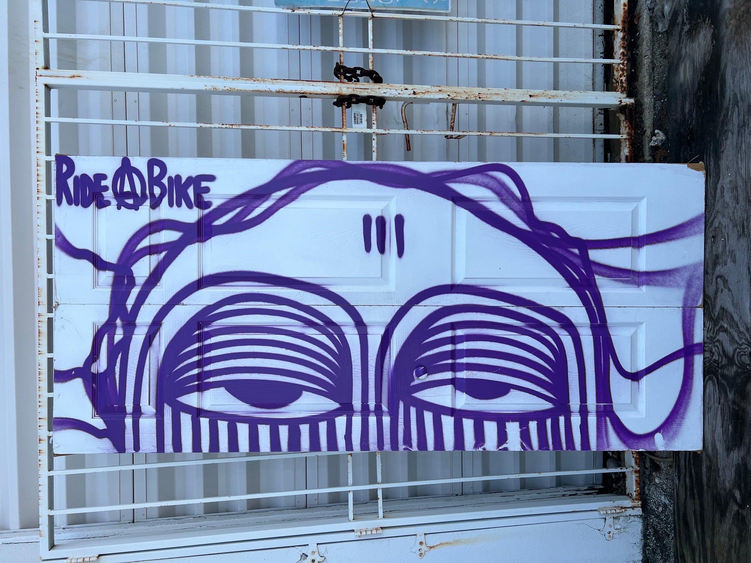 Miami Graffiti Legend Ahol Sniffs Glue Large Spray Painting on Doors Sculpture