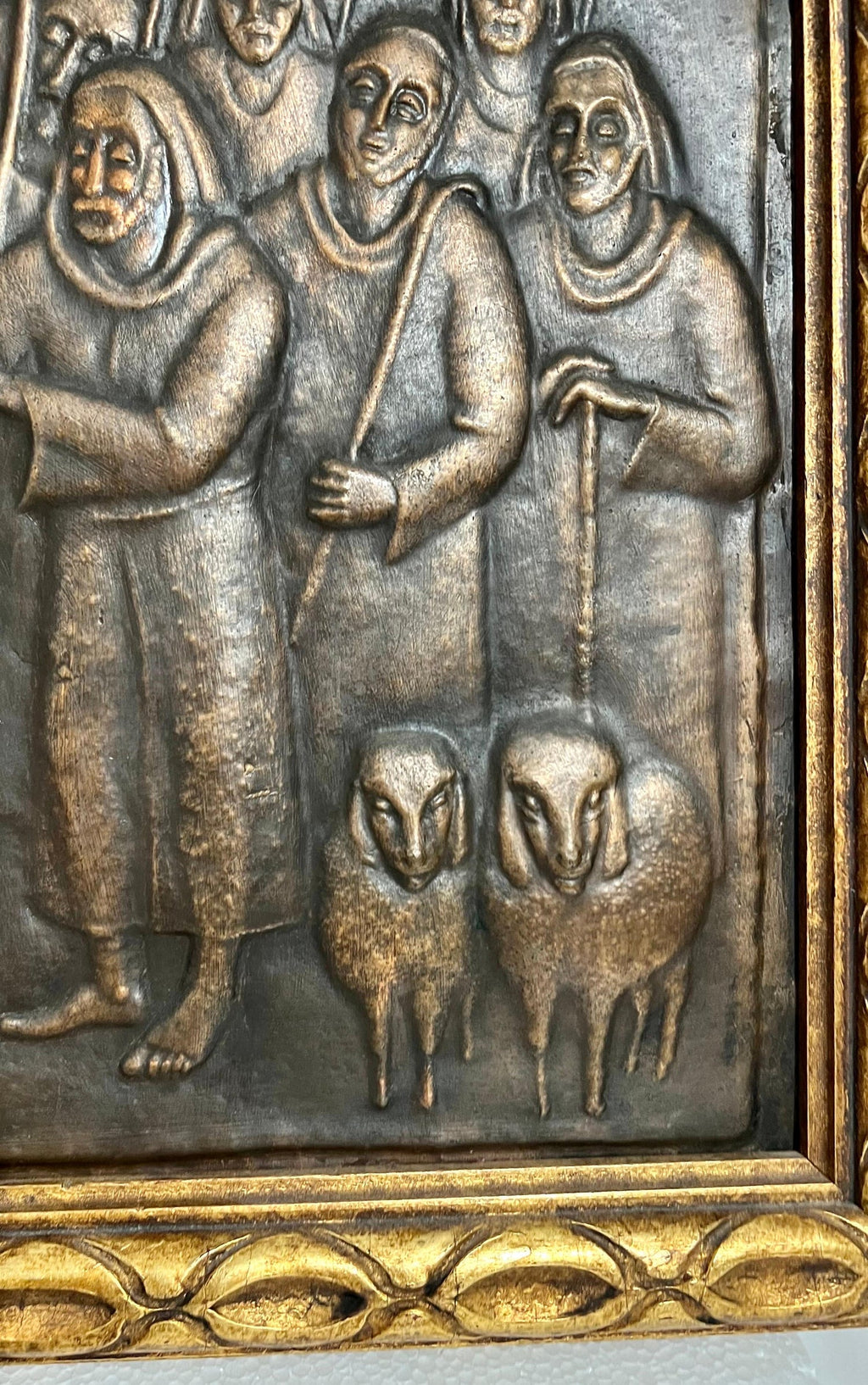 Large Judaica Copper Repousse Sculpture Relief Plaque Arie Merzer Bezalel Era