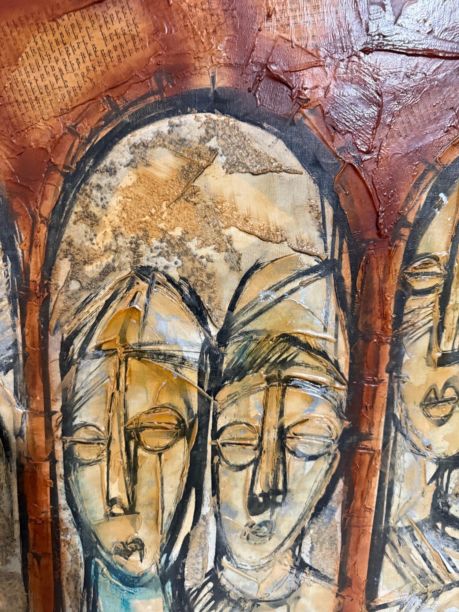 Modernist Israeli Judaica Jewish Rabbi Mixed Media Collage Painting Moshe Katz