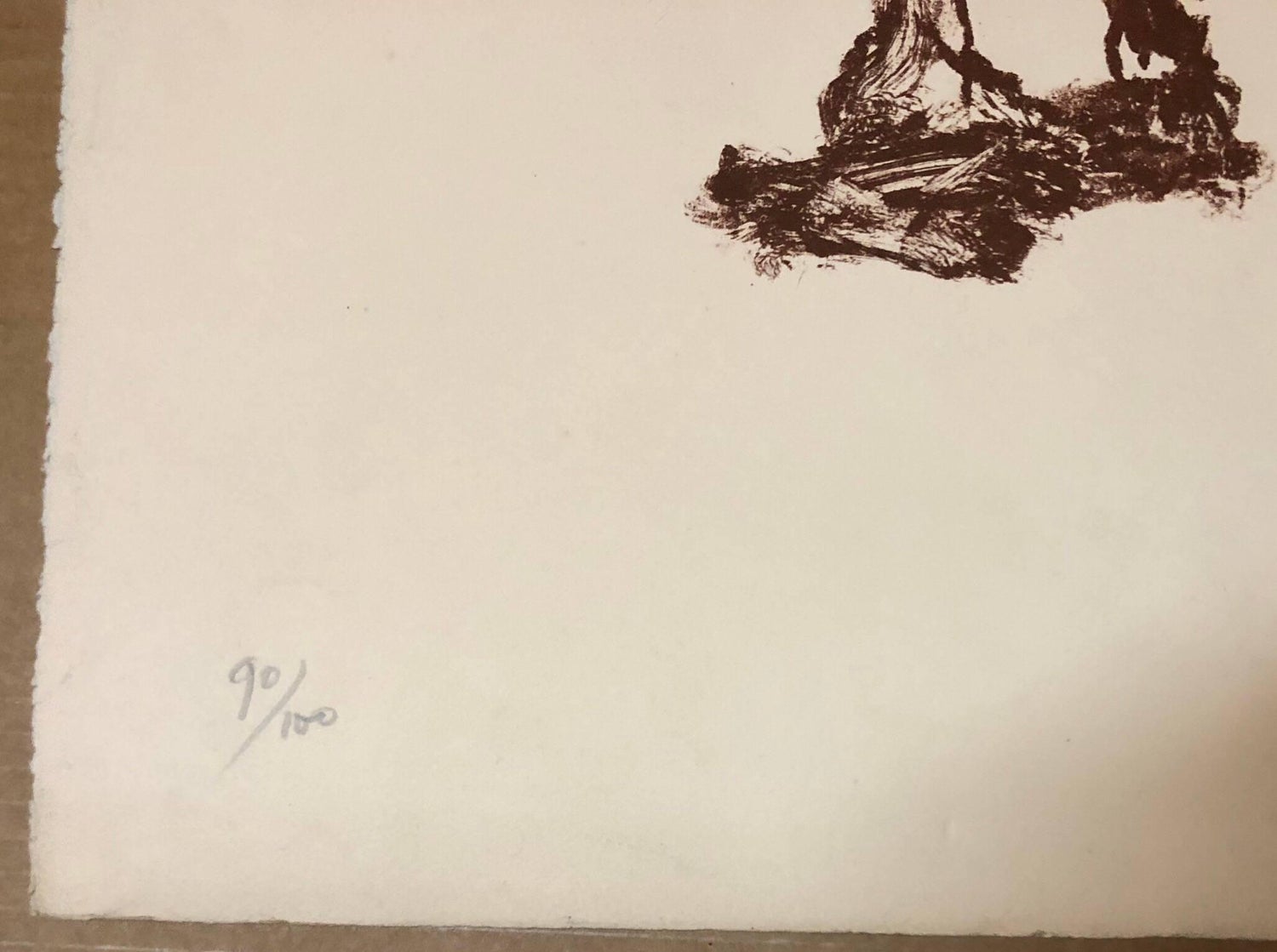 Large French Modernist Cubist Lithograph Pencil Signed