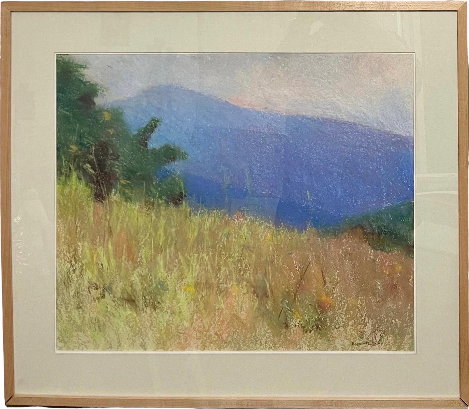 Large Pastel Landscape Purple Mountains Landscape American Modernist Painting