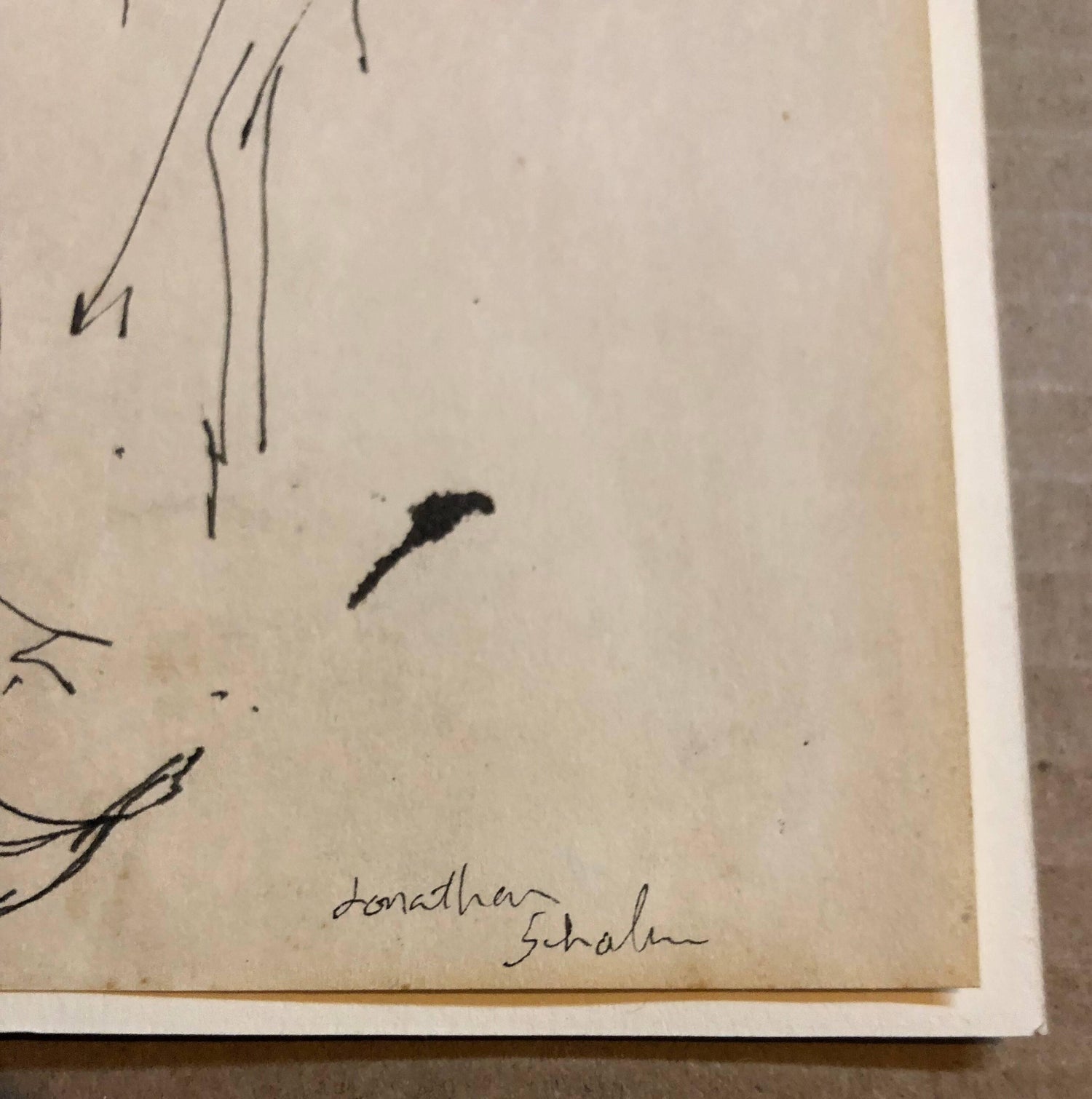Ink Drawing Man in Suit and Hat with Nude