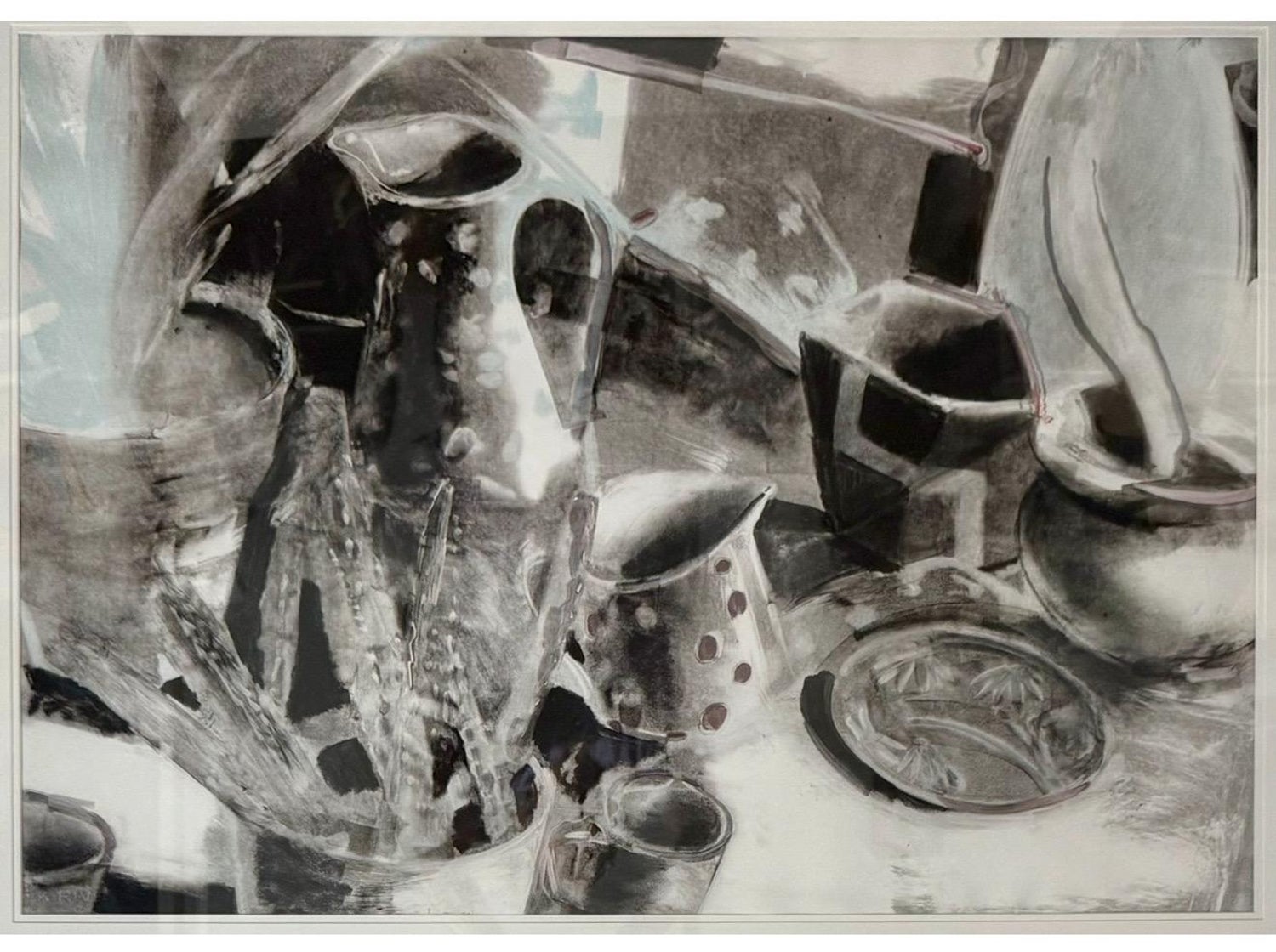 Large Joel Janowitz Boston Modernist Monotype Monoprint Painting Piranesi Series