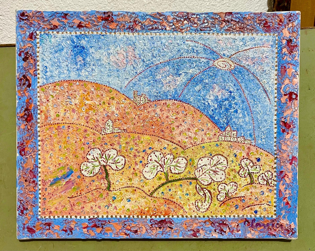 Whimsical French Folk Art, Naive, Oil Painting  Madeline Marie Christine Clavier