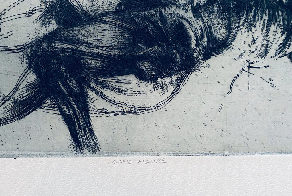 Falling Figure, American Modernist Abstract Etching