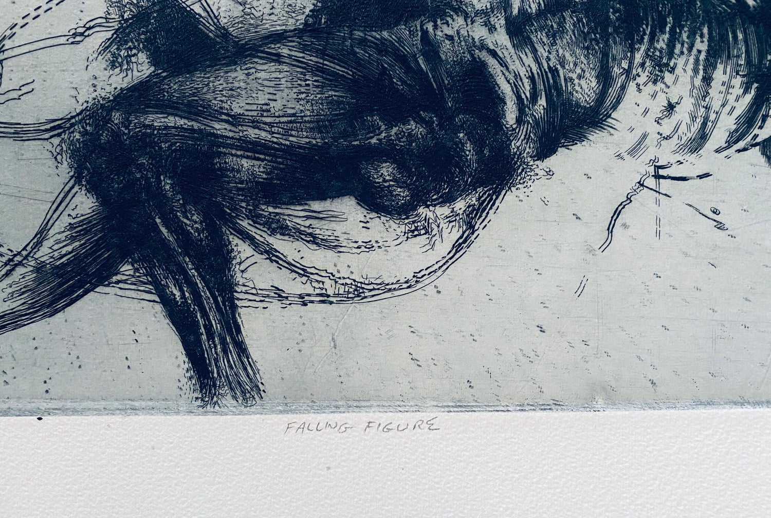 Falling Figure, American Modernist Abstract Etching