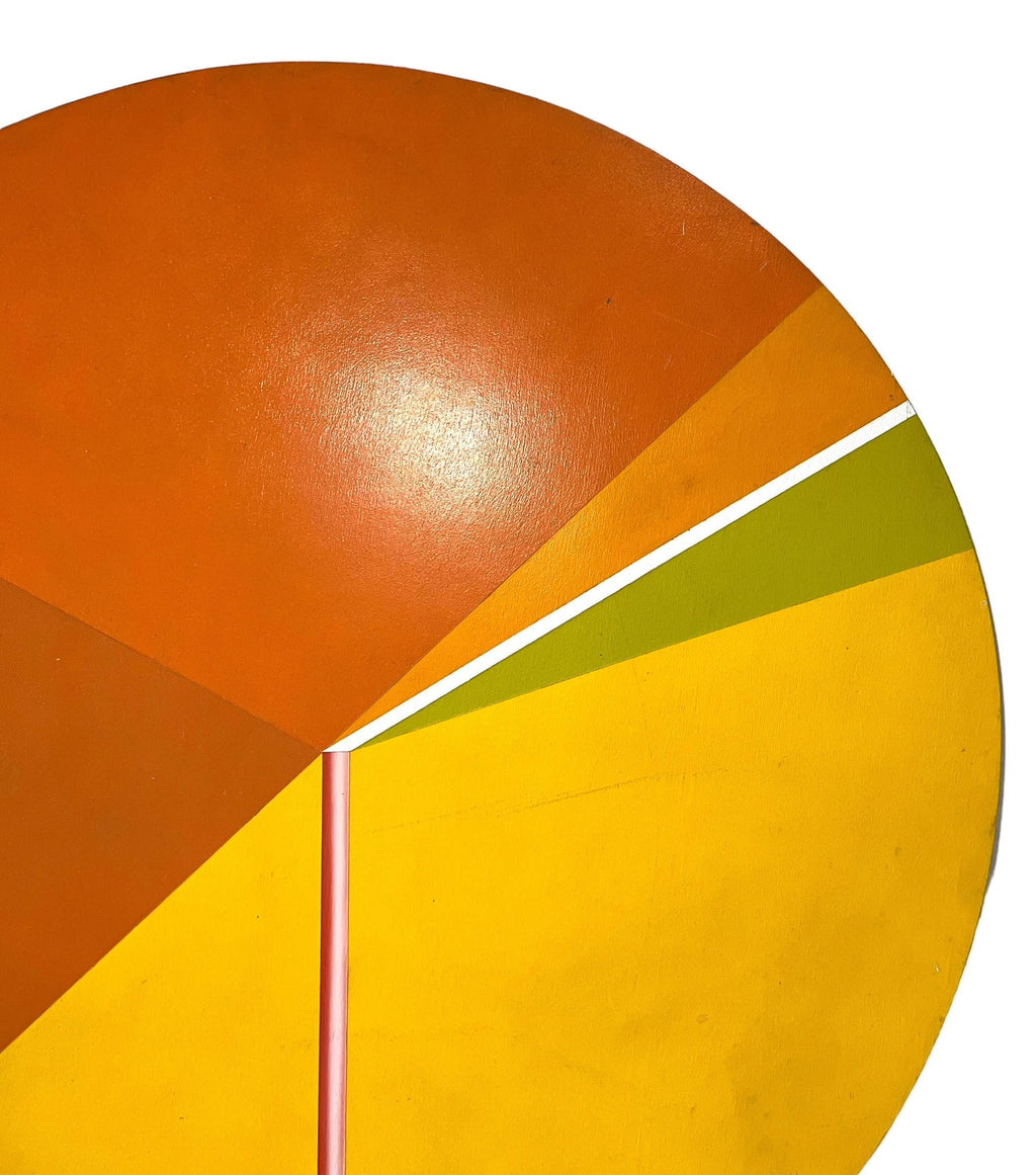 Israeli Round Tondo Hard Edged Geometric Abstract Color Painting Reuven Berman