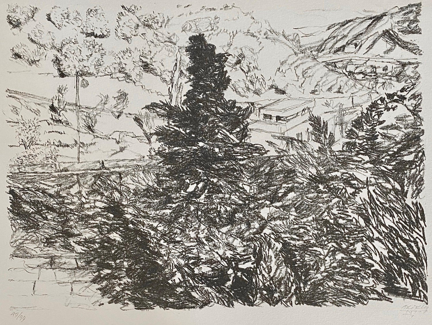 American Modernist  Sacsahuaman Landscape Aquatint Etching Philip Pearlstein