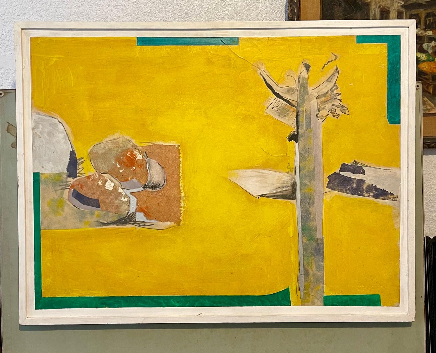 1970 Mod Surrealist Painting Collage David Hare Abstract Landscape Summer Land