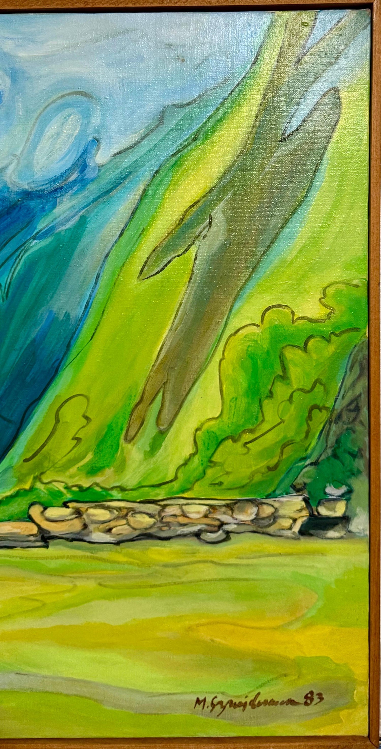 Large Venezuelan Modernist Abstract Oil Painting Machu Picchu Marius Sznajderman
