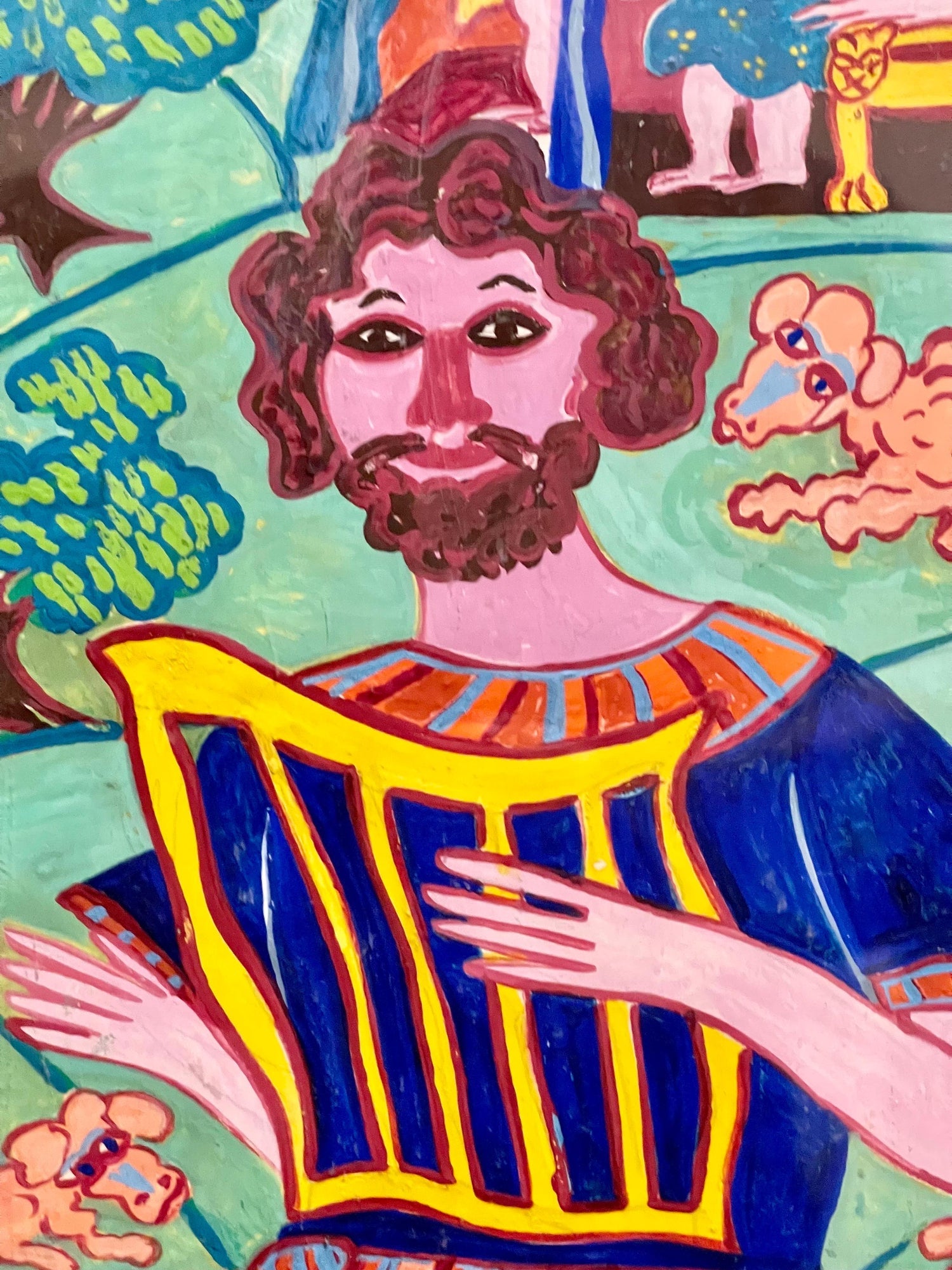 Malcah Zeldis Folk Art Gouache Painting King David Self Taught Outsider Artist