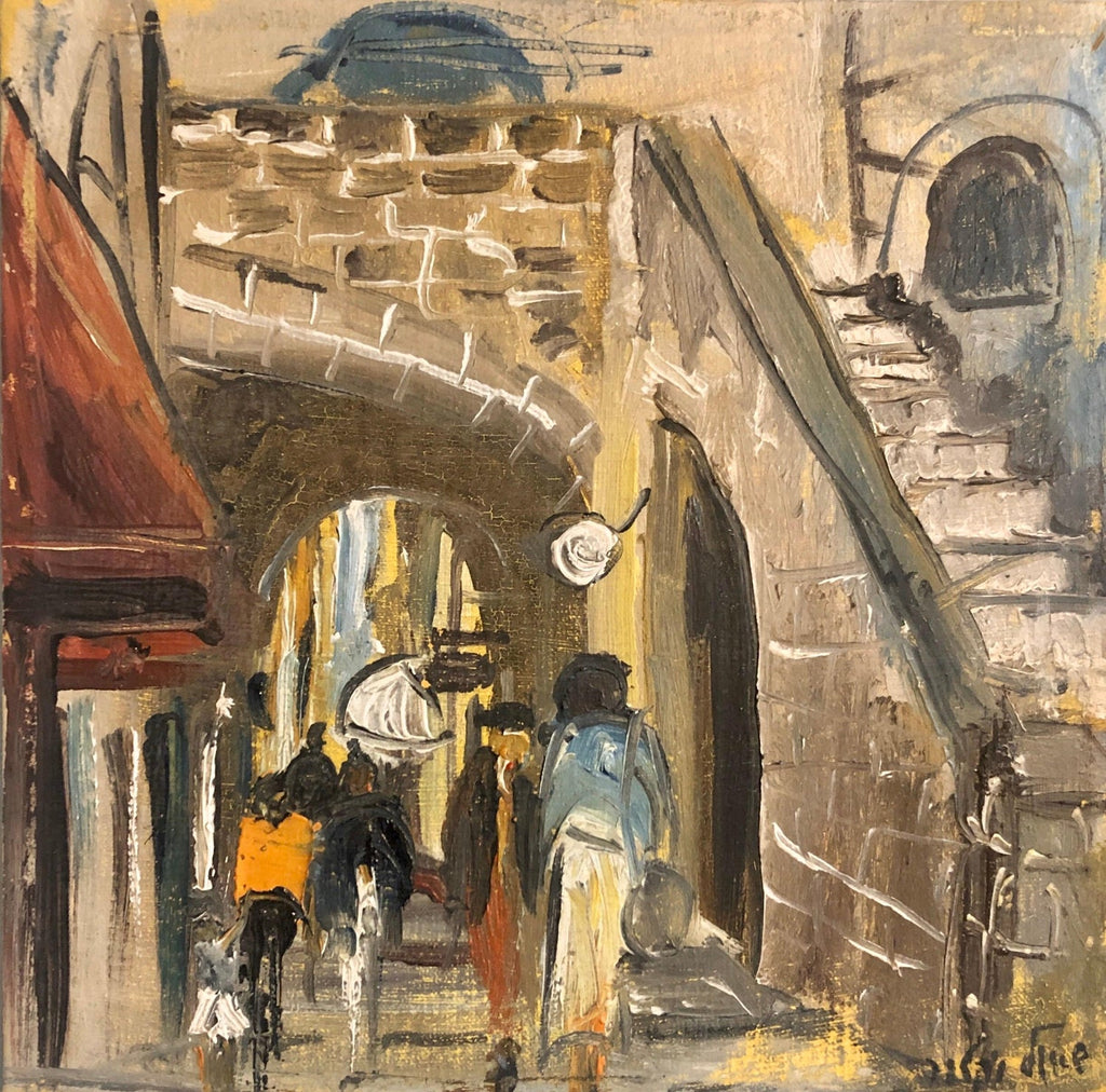 Jerusalem Hasidic Family Oil Painting Israeli Judaica Yossi Stern Bezalel School