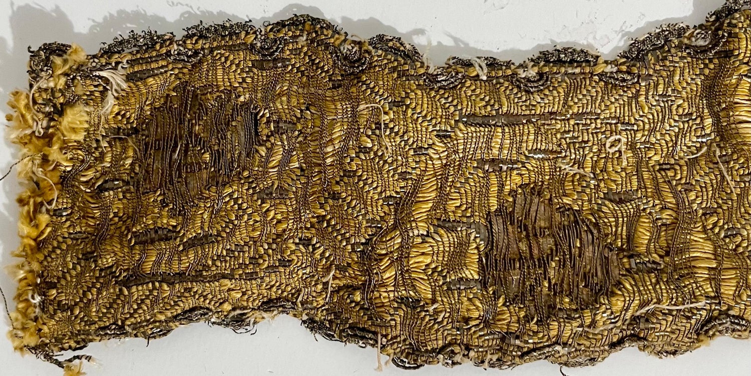 Rare Jewish Pre War Woven Gold Textile Embroidered Antique Judaica Tallit Atara
